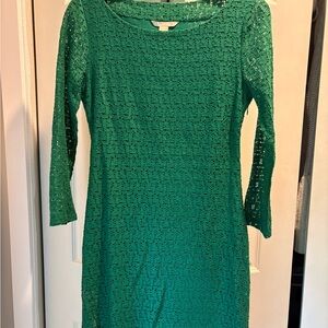 Banana Republic Teal Lace Long Sleeve Dress